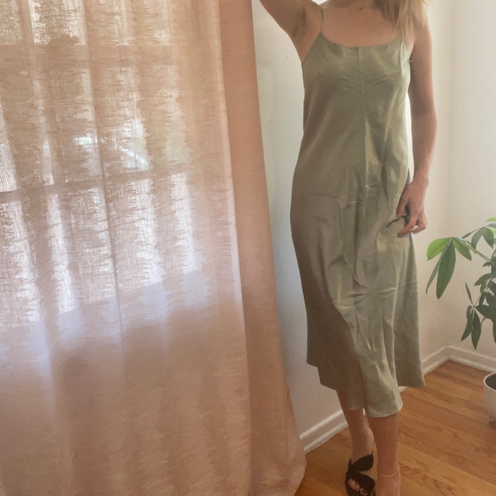 Vince silk slip dress mint green